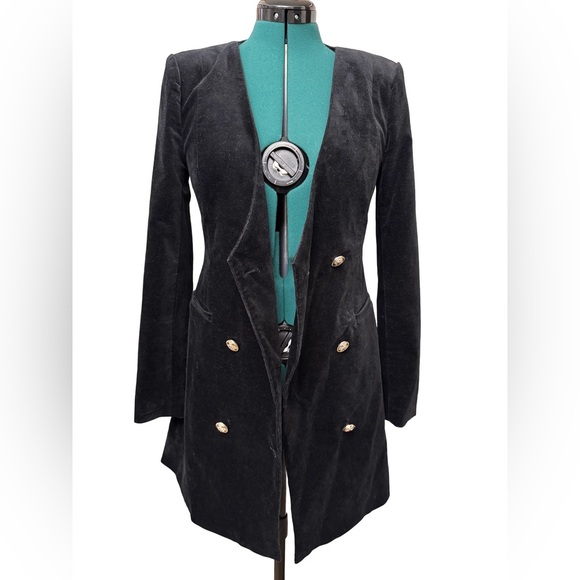 EUC Good American Velvet Double Breasted Boss Blazer Dress Size 2 - Picture 3 of 16